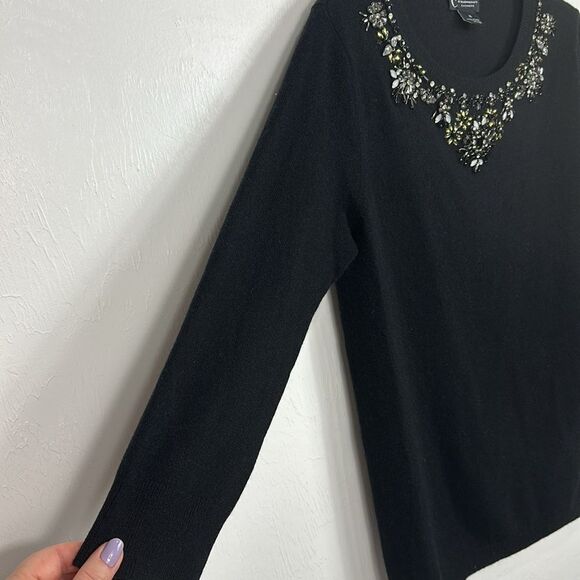 C By Bloomingdale's Cashmere Jeweled Neck 3/4 Sleeve Sweater Size XL - Picture 2 of 8